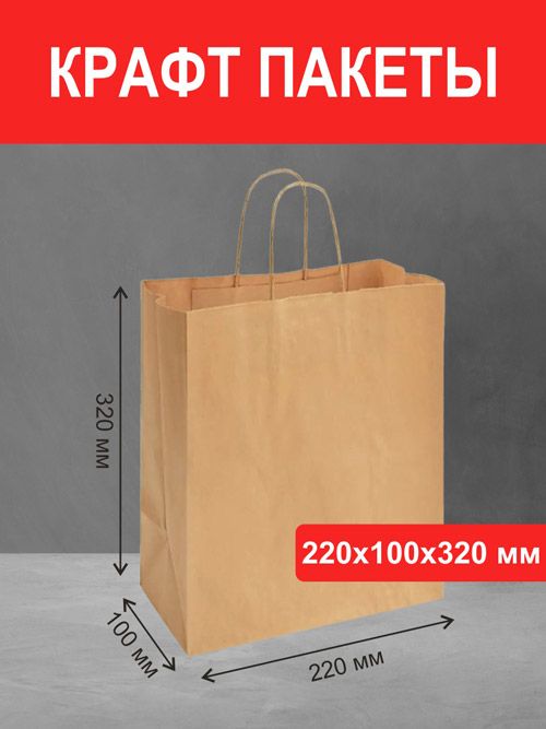 Пакет 22х10х32 крафт